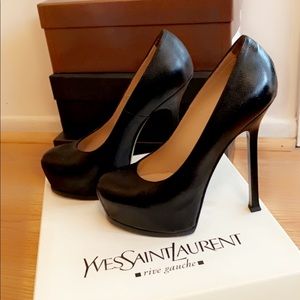 Yves Saint Laurent (YSL) black platform pumps